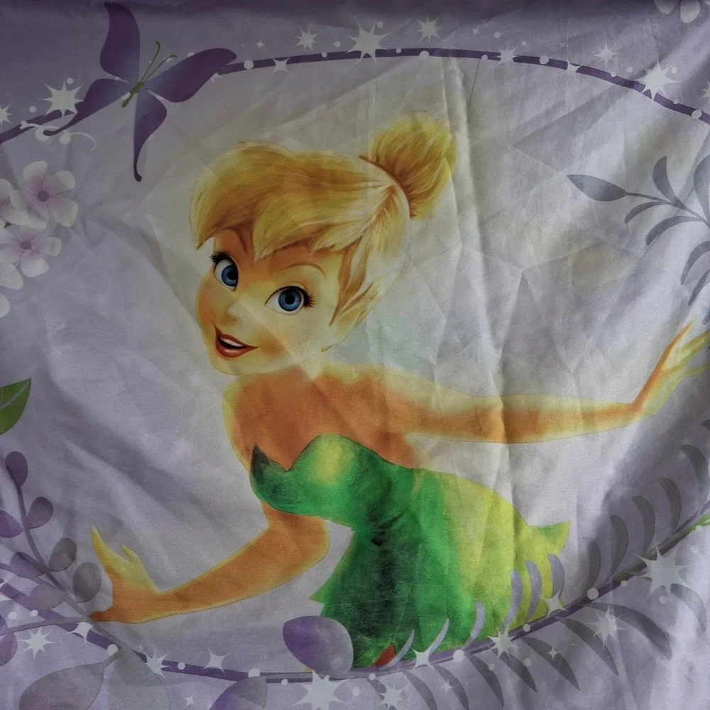 Disney Fairies Tinker Bell Satin Purple Pillowcase Set of 2 Silvermist Iridessa